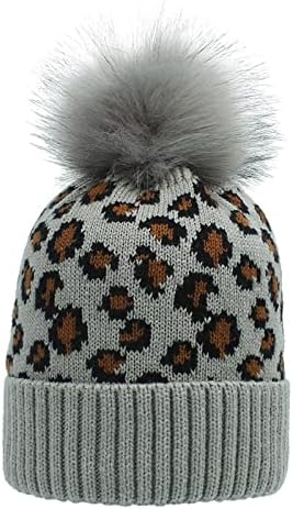 Плетена капа со пом пом жени руно наредени потопло ски -капа, плетено бена лисица капа, памук дебела гравчиња капа за мажи за