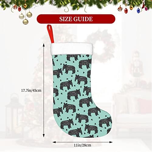Waymay Tapir Model Christmas Stocking 18 инчи Божиќ што виси чорап класичен празник за украсување чорапи