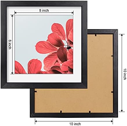 10x10 рамка за слика, измешана за 8x8 слика или 10x10 слика без мат, 4 пакет квадратни рамка за слика на wallидна уметност декор за wallидови