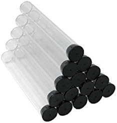 Група за увоз на престиж - 7/8 Внатрешен дијаметар чисти пластични празни цевки за складирање - рамен дно - капацитет од 80 мл, притиснете Fit Fit Black Cap - 25 пакет