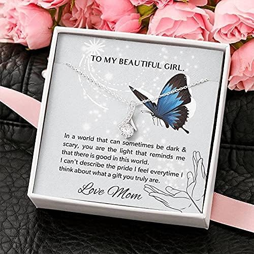 Пеперутка до ѓердан на мојата ќерка, од подарок за мајка за убава девојка, подарок за роденден на ќерка, Божиќен подарок за ќерка Подароци за приврзоци ѓердани стил?