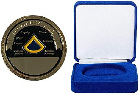 Приватен војник од прва класа на Армијата на Соединетите Држави за монети и сини кадифени кутии за прикажување