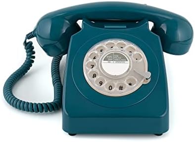 GPO 746 Rotary Retro Fictline телефон во стилот на 1970 -тите - кадрава кабел, автентичен bellвонче прстен