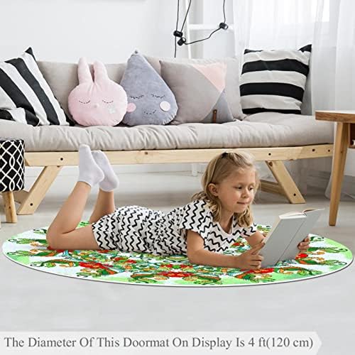 Llnsupply 4 ft круг килим за игра со низок куп, зелена трипи мандала цветни бебе ползи подни душеци игра игра ќебето новороденче