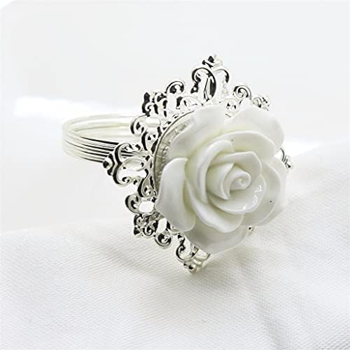 Renslat 10 парчиња бела смола роза од салфетка прстенка за венчавки банкет салфетка крпа за декорација на тока табела банкет вечера