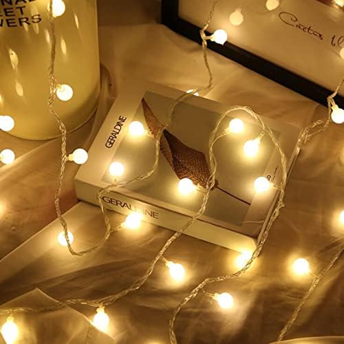 32,8ft 80 LED диоди Божиќни светла Глобус Стринг светла 3 АА батерија напојува самовила топла бела божиќна светлина за Божиќ за