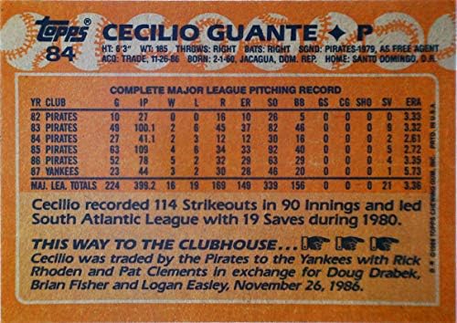 1988 Топс Бејзбол Картичка 84 Сесилио Гуанте