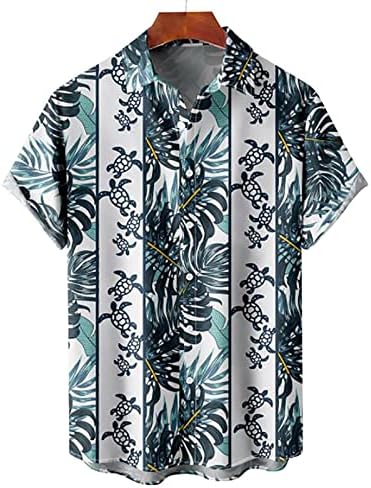 ZDDO машки обични хавајски кошули со кратки ракави цветни лисја за печатење копче надолу кошула лето опуштено вклопување во врвовите на плажата