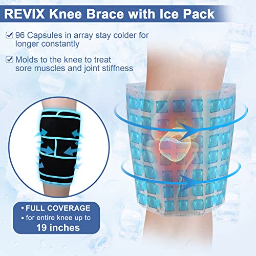 Ревикс Компресија на ладен гел за заграда на коленото за болка во артритис и поддршка и ледени пакувања со мраз на гел за повреди за повторно