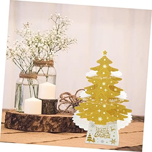 Toyandona 2 парчиња украси за новогодишна елка Десктоп новогодишна вештачка работна површина елка Мала хартија елка