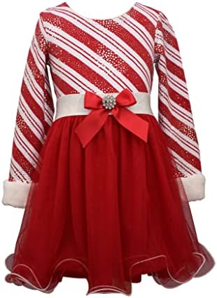Божиќен празничен фустан на Бони Jeanан Девојче - Кенди трска го шари Дедо Мраз за бебе дете Мали и големи девојки