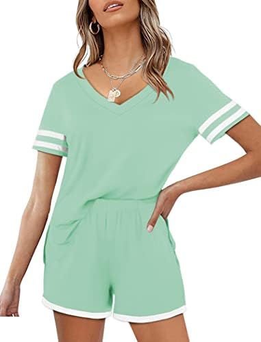 Алоудер со две парчиња облека за жени летни кратки комплети со џебови салон