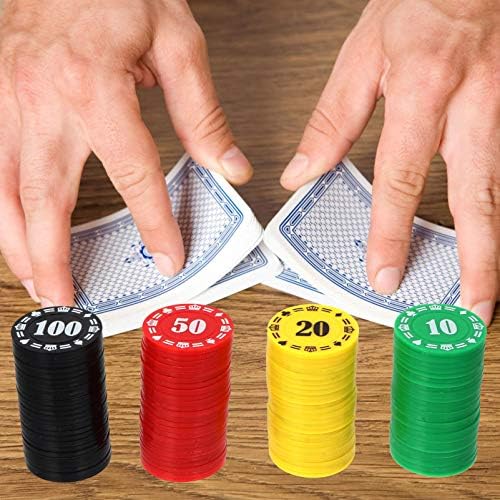 Nuobesty 100pcs покер чипови пластични казино чипови игри игра за броење чипови реквизити за забава за забава во Тексас Холдм