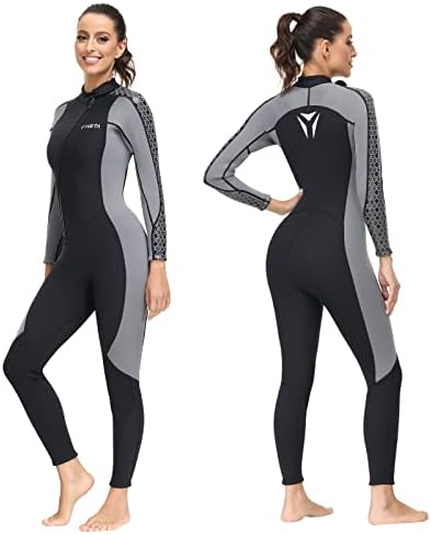 Yueta wetsuit mens жени 3/2mm neoprene целосен костум за нуркање на телото предниот патент долг ракав останете топло во ладна вода за пливање