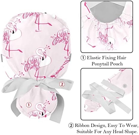 Работно капаче 2 парчиња со копче лента вратоврска назад розова скица фламинго принцеза круна коњче за торбички за жени за жени