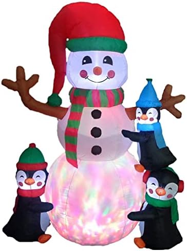 Два божиќни украси за украси, вклучуваат 6 нозе Божиќни надуени снежни снежни луѓе пингвин на санки, и 6 нозе високи надуени три пингвини кои