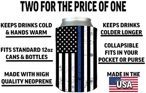 Сина линија склопувачки пиво може да шишише пијалоци поладни ракави 2 пакувачки подарок за полициски службеник