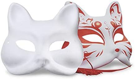 Стобок мажи декор бело DIY маски за хартија за лице: 10 парчиња мачка со мачка половина маскирани маски празно целосни марди грас за украсување
