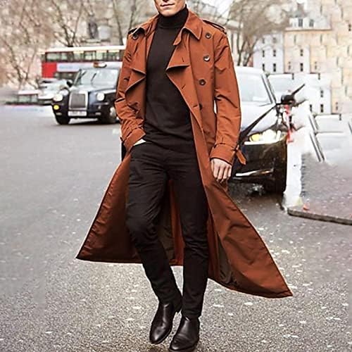 Менс палта и јакни Xiaxogool Мода со целосна должина ровови со долги ветровити зимски топло салто со палто со појас