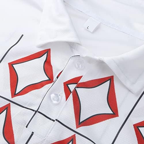 XZHDD Поло кошули за мажи, долги ракави дигитални бохо предни плочи на копчето за вртење на јака, деловни кошули, врвови на врвови за