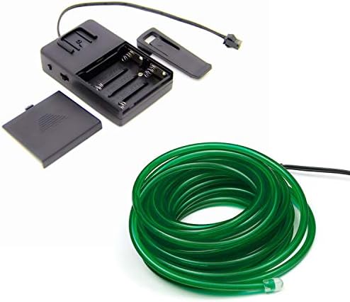 1 -пакет 5м/16,4ft Зелен неонски LED светло светло Сјај Ел жица - 1,4 мм тенка - напојувана од 6V преносен - 4АА - звук активен - занаетчиска