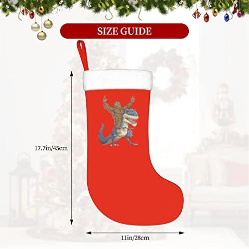 Yoigng bigfoot sasquatch возејќи диносаурус Божиќно порибување Божиќни чорапи класичен празник декорација камин виси чорап