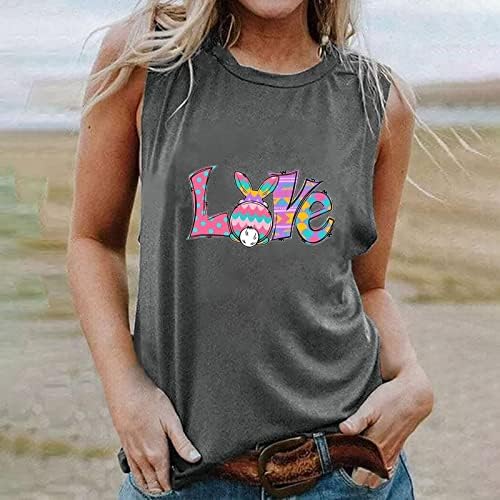Велигденски кошули за жени Loveубовно писмо за печатење маичка лабава резервоар врвен летен летен екипаж графички мета