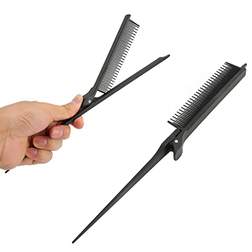 Опашка за стаорец задевачки чешел, алатка за стилизирање на чешел за коса за клипинг за коса, нагласувања и коса чешлајќи црно