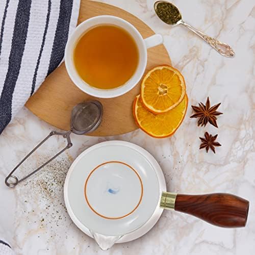 Хемотон 1 поставен стаклен чајник кунг фу чај котел со дрвена рачка цветање и лабав производител на чај од лисја сина
