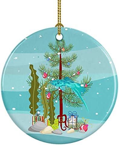 Богатства на Каролина CK4537CO1 мечеви опашки Guppy Merry Christmas Ceramic Ornament, украси за новогодишни елки, висечки украс за Божиќ,