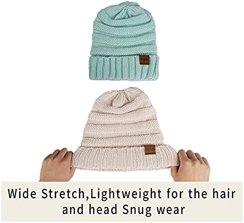 Зиророн Зимски капи за жени кабел плетени капи Мека топла жена, гравчиња, се протегаат дебело плетено капаче за ладно време
