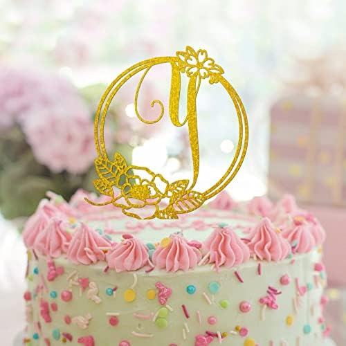 Злато почетна y торта за монограм монограм име за свадбени годишнини за забави украси рустикален еднократно романтичен роденденски подароци за