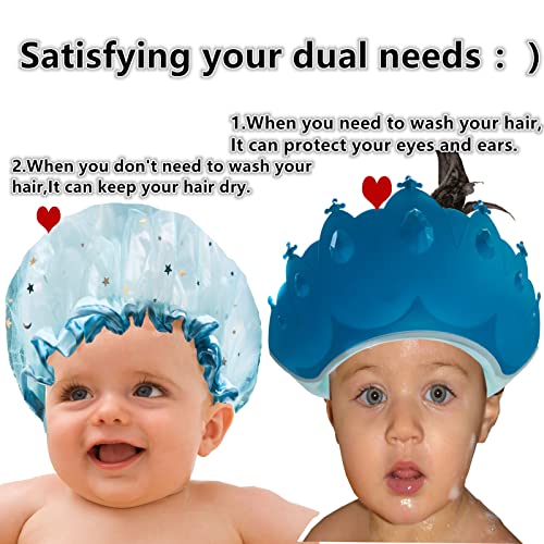 Капаче за туширање за деца, 4 парчиња надградени дополнително проширување на 3,5 см прилагодливо дете силиконски шампон капа