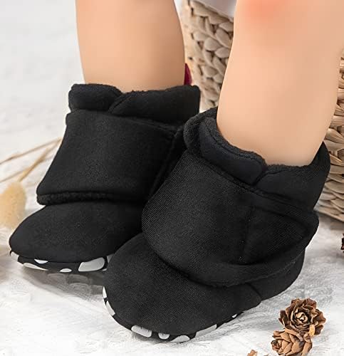 Cindear новороденче за новороденчиња, памучни чизми, кои не се лизгаат, за момчиња за деца, унисекс зимско топло руно пријатно чорапи чевли