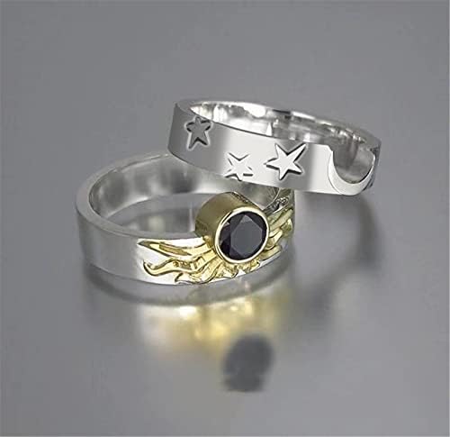 Гроздобер прстени за жени во форма на срце, во форма на срце, двојно слој, двојни парови, прстени за машка и женска ангажман,