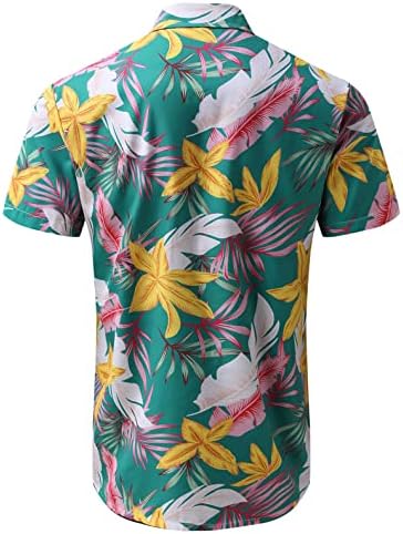 XXBR MENS HAWAIIAN FUNKEY кошули Обични кратки ракави со кратки ракави надолу по цветно лето Алоха Брег кошули Јуниори тинејџери маица