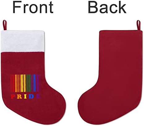 ЛГБТ гордост баркод Божиќно порибување Божиќно дрво камин виси чорапи со кратка кадифен манжетна за украсување за домашен одмор