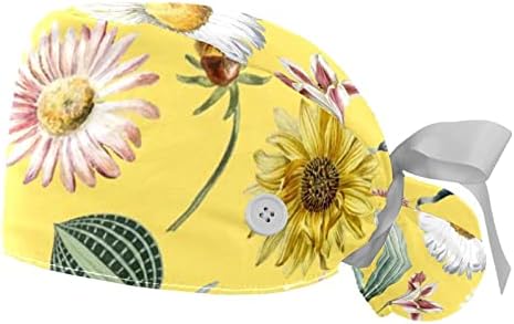 2 парчиња работно капаче за цветна позадина со копчиња и вратоврска со лента за долга коса