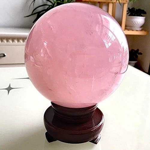 3,54 во природната розова розова розова кварц кварц магична кристална топка украсна сфера + база)))