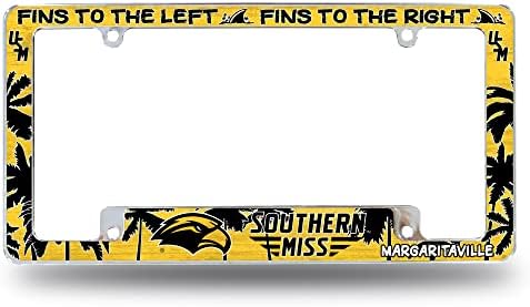 Rico Industries NCAA Southern Mississippi Golden Golden Eagles Primary 12 x 6 хром низ целата автомобилска табличка рамка за