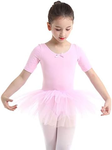 Huimingda Девојки девојки кратки ракави памук тул балет танцуваат леотарски здолништа гимнастика танцувачки фустан