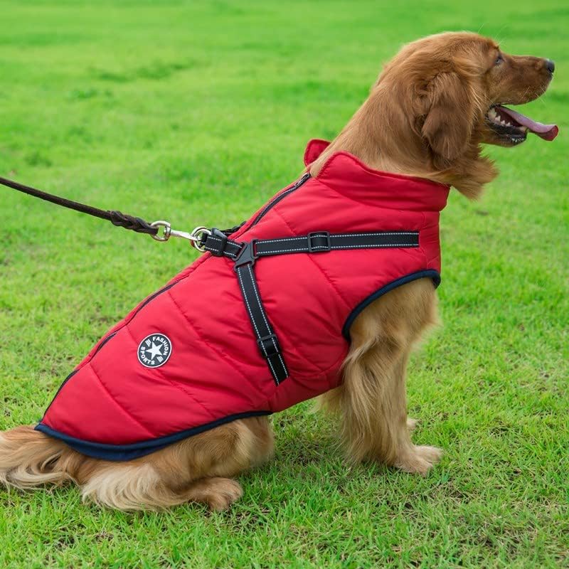 Голема јакна за кучиња за домашни миленици со зимска зимска топла облека за кучиња за водоотпорно лападор во водоотпорна кучиња
