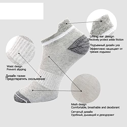 GPPZM 10 пара машки чорапи за глуждови, спортски памучни спортови чорапи, мрежни чорапи со лак поддршка