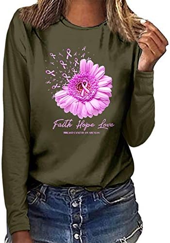 Нархбг жена инспиративни кошули се надеваме дека свесност за рак на дојка розова кошула Молете се за женски женски долг ракав