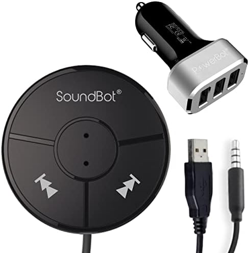 SoundBot SB360 Bluetooth Комплет за Автомобили + SB221 HD Bluetooth Слушалки, безжичен Разговор &засилувач; Музика Стриминг Dongle w/USB Полнач Aux, HD Спортски-Активни Слушалки Отпорни На Пот