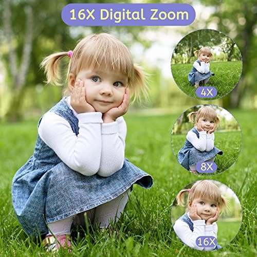 Дигитална камера 4K 44MP Компактна точка и снимање камера со 16x дигитален зум 32 GB SD картичка, Детска камера 2,4 инчи, камера за