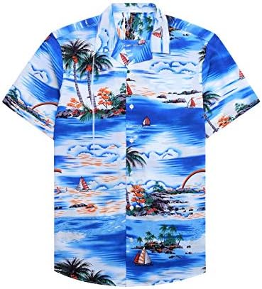 Алименс и нежен памук редовно вклопуваат кратки ракави случајни хавајски кошула за мажи