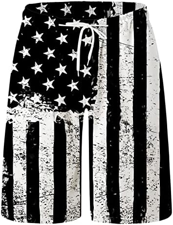 Мажи за пливање стебла Брзи суви шорцеви за пливање лабава облека за плажа еластична половината лесна во САД знаме печати пливање костуми со џебови