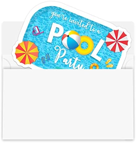 Muzruyou базен роденден покана картичка за деца - 20 Лето Роденден Покани за момчиња &засилувач; девојки со Коверти