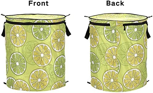 Свежи лимони се појавуваат на алишта за перење со капакот за складирање на капакот за складирање на капакот за склопување торба